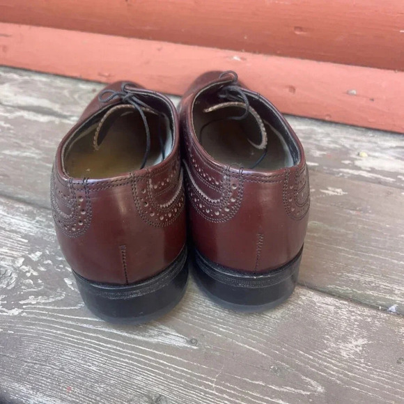 VTG FLORSHEIM The Worthmore Shoe Men's Burgundy Wing Tips Size 10 D India - Picture 4 of 8